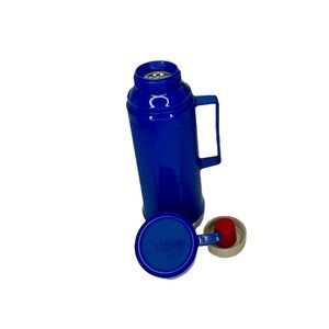 Vintage Thermos Quart 10" Blue King Seeley Vacuum Cup